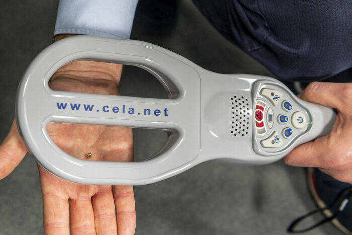 Close up of the CEIA handheld metal detector PD240CB