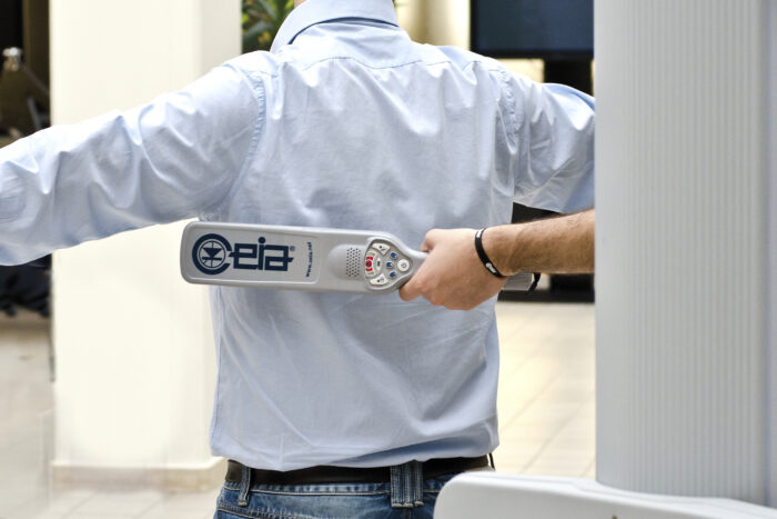PD240 CEIA handheld metal detector in use
